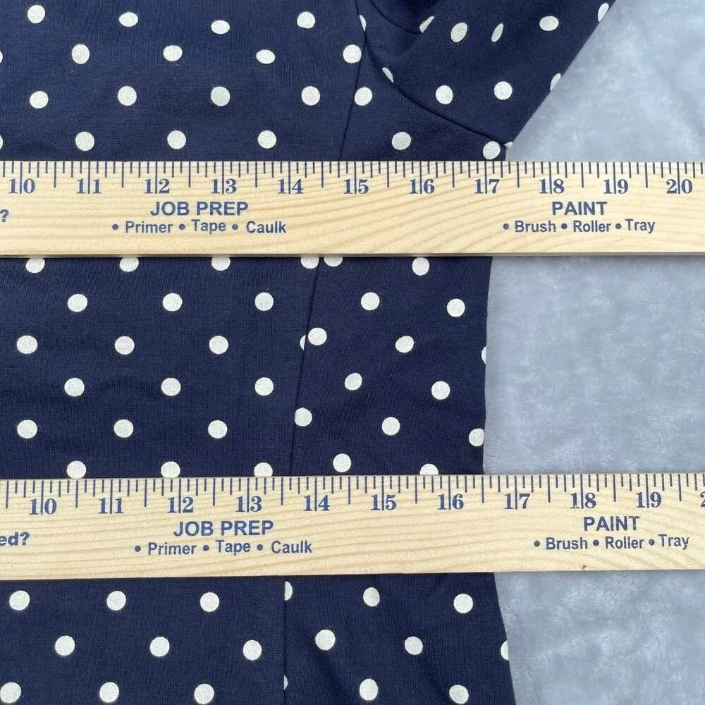 Talbots Blazer Petite Small SP Navy White Polka Dot Cotton Blend Unstructured‎